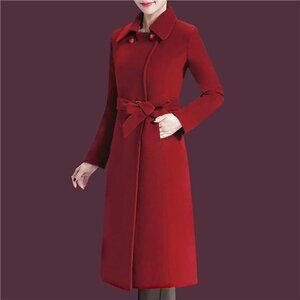 Women's Winter Coats Warm Double-breasted Red